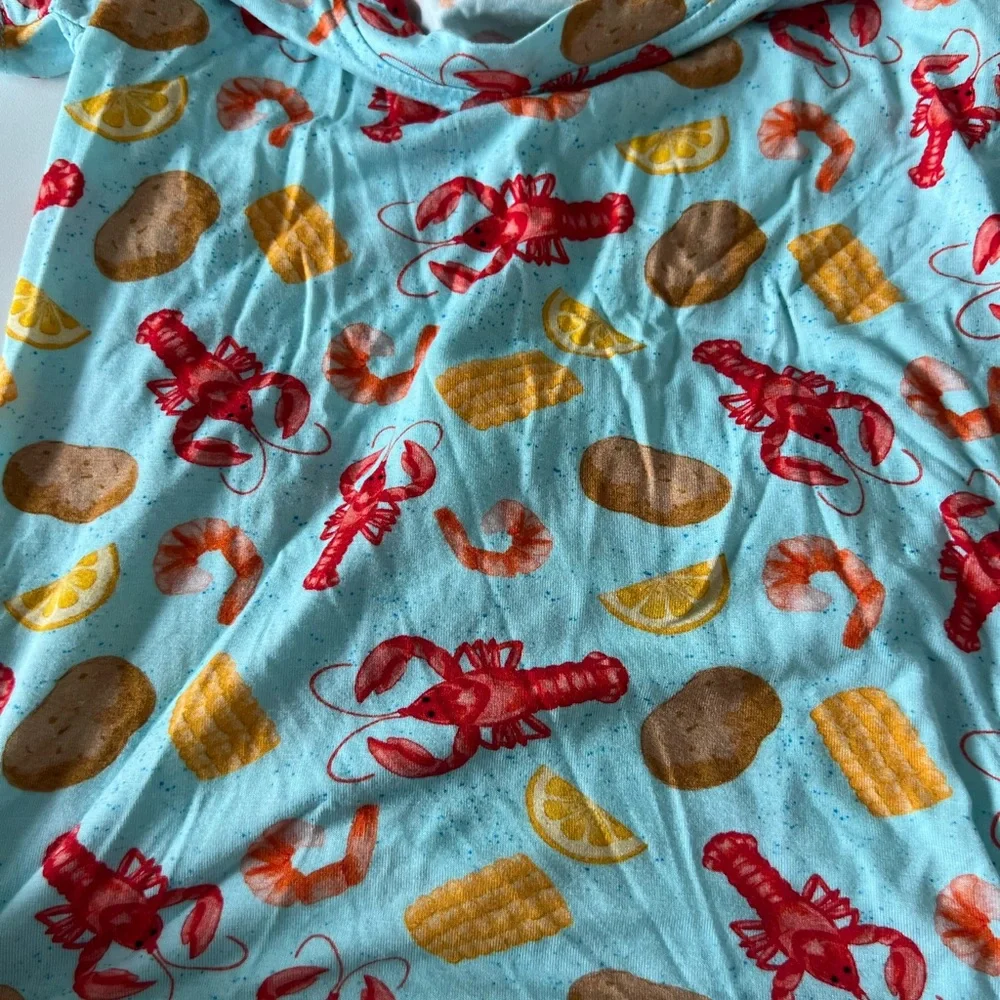 Bamboo Bliss Short and Tee Pajama Set. Louisiana Crab Boil Print. 2T